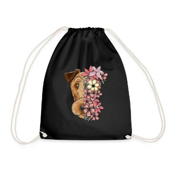 Irish Terrier mit Blumen - Turnbeutel - Schwarz - Vorne