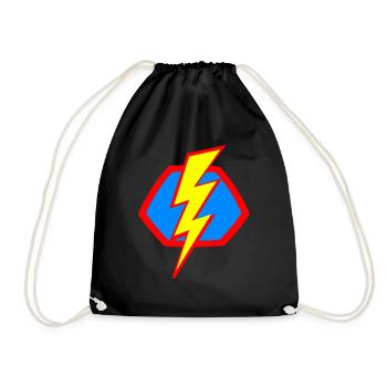 Superhelden Symbol Blitz Flash Zeichen Superhero - Turnbeutel - Schwarz - Vorne