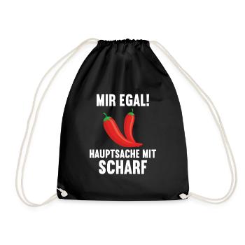 Mir egal Hauptsache scharf Chillis Chilli Chili - Turnbeutel - Schwarz - Vorne