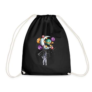 Astronaut Ballon Planeten Illustrationen - Turnbeutel - Schwarz - Vorne