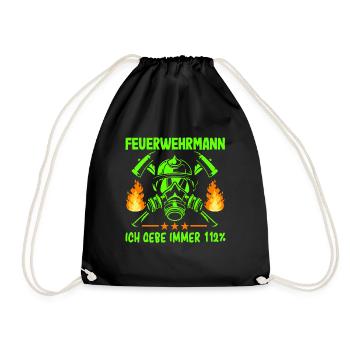 Witzige Feuerwehr Spruch Geschenk Jugendfeuerwehr - Turnbeutel - Schwarz - Vorne