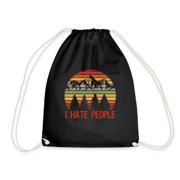 I Hate People Funny Introvert Saying - Drawstring Bag - black - Front