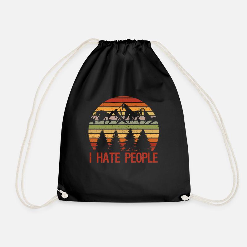 I Hate People Lustiger Introvertiert Spruch - Turnbeutel - Schwarz