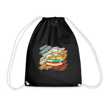 Buch Lesen Literatur Geschenk Bücher Bücherei - Turnbeutel - Schwarz - Vorne