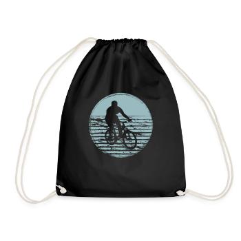 Mountainbike Fahrrad Mountainbiker MTB Radsport - Turnbeutel - Schwarz - Vorne