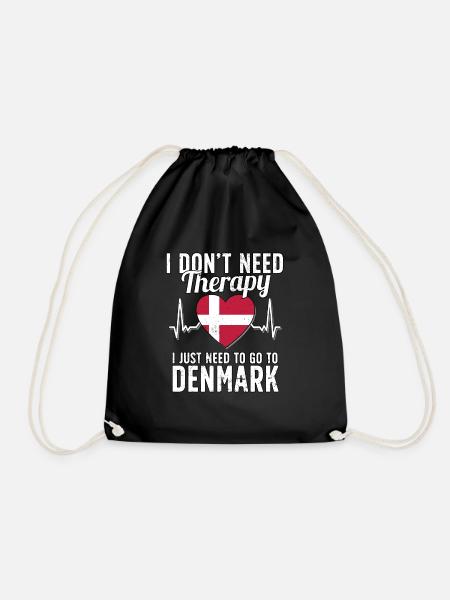 Denmark flag I Danish Souvenirs - Drawstring Bag - black