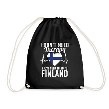 Finland flag I Finnish Souvenirs - Drawstring Bag - black - Front