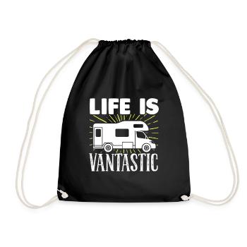 Motorhome RV Camping Life Is - Drawstring Bag - black - Front
