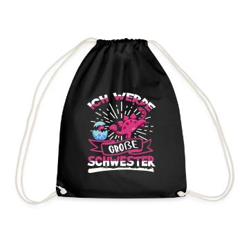 Ich werde Große Schwester Geschenk Dino - Turnbeutel - Schwarz - Vorne