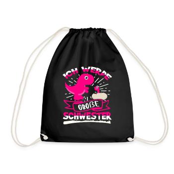 Ich werde Große Schwester Dino Motiv - Turnbeutel - Schwarz - Vorne