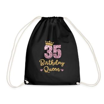 35.Geburtstag Königin 35 Jahre Alt Fünfunddreißig - Turnbeutel - Schwarz - Vorne