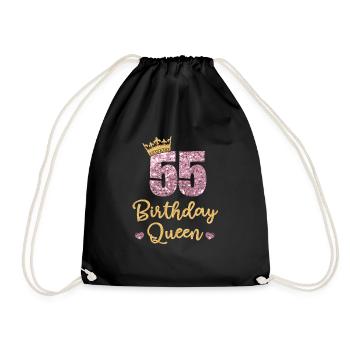55th birthday Queen 55 years Fifty-five - Drawstring Bag - black - Front