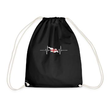 Georgia with heartbeat ECG Vintage Flag - Drawstring Bag - black - Front