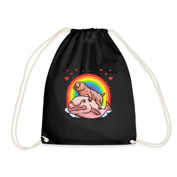 Funny blobfish with naked mole - Drawstring Bag - black - Front