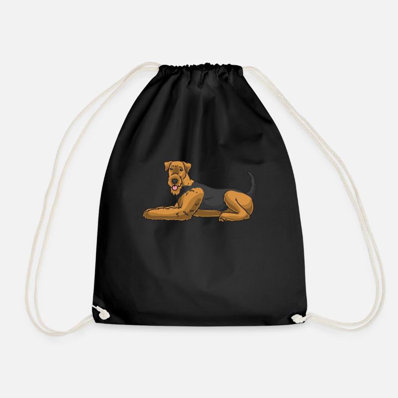 Airedale Terrier Hund - Turnbeutel - Schwarz