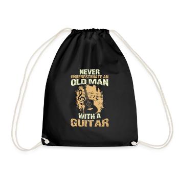 Never Underestimate an Old Man With A Guitar - Drawstring Bag - black - Front