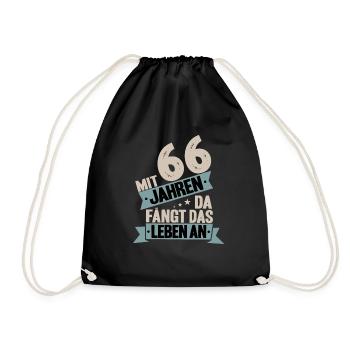 66. Geburtstag Geburtstagsspruch 66 Jahre Geschenk - Turnbeutel - Schwarz - Vorne