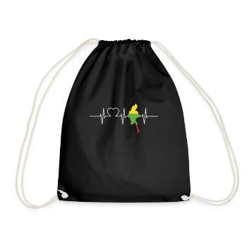 Myanmar with heartbeat ECG Vintage Flag Myanmar - Drawstring Bag - black - Front