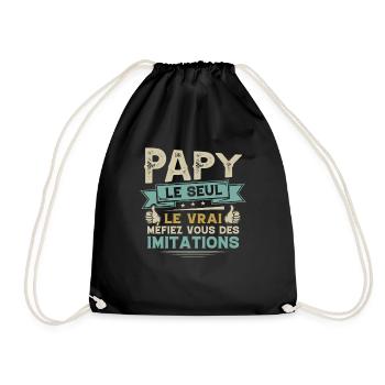 Papy Le Seul Le Vrai Cadeau Grand Père Humour - Sac de sport léger - noir - Devant