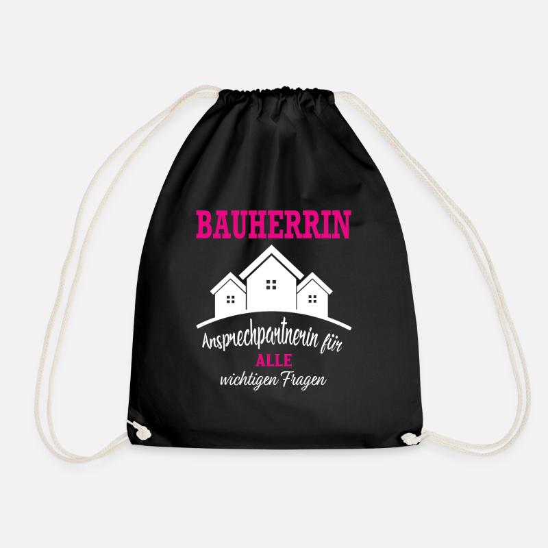 Bauherr Bauherrin Bauleiter Hausbau outfit - Turnbeutel - Schwarz