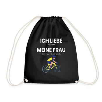 MTB Mann Downhill Lustig Bike outfit Biker - Turnbeutel - Schwarz - Vorne