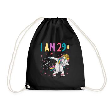 30 years unicorn I am 29+ 30th birthday - Drawstring Bag - black - Front