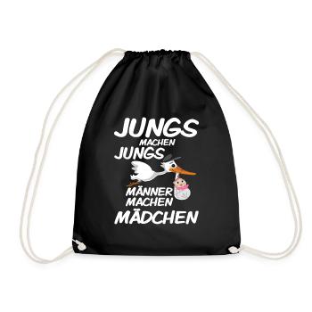 Jungs machen Jungs Männer machen Mädchen Geburt - Turnbeutel - Schwarz - Vorne