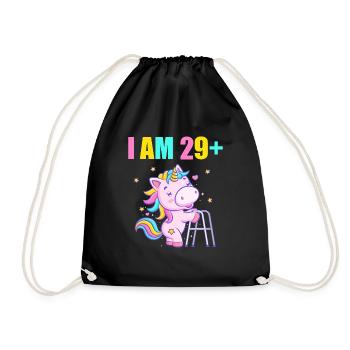 30 years unicorn I am 29+ 30th birthday - Drawstring Bag - black - Front