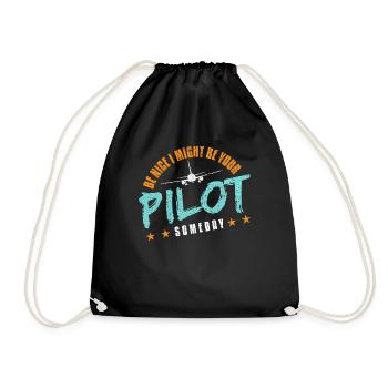Be Nice I Might Be Your Pilot Someday Navigation - Drawstring Bag - black - Front