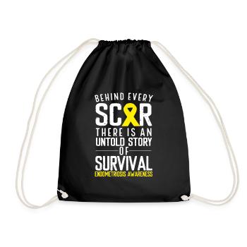 Endometriosis Awareness Behind Every Scar Survivor - Drawstring Bag - black - Front