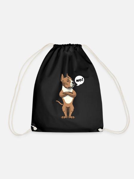Stubborn American Staffordshire Terrier dog - Drawstring Bag - black