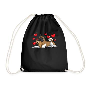 American Akita avec animal en peluche - Sac de sport léger - noir - Devant