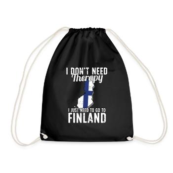 Finland flag I Finnish souvenirs - Drawstring Bag - black - Front