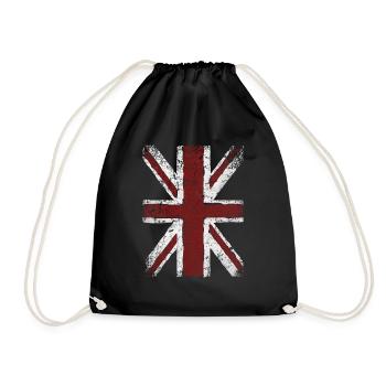 Union Jack Vintage Großbritannien Flagge Used Look - Turnbeutel - Schwarz - Vorne