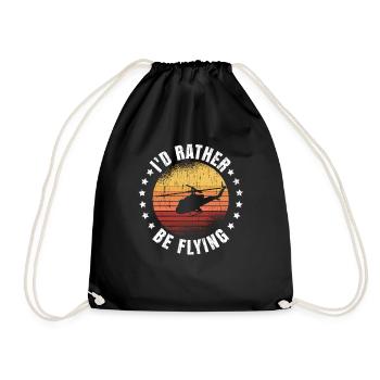 Helicopter Pilot Geschenk - Turnbeutel - Schwarz - Vorne