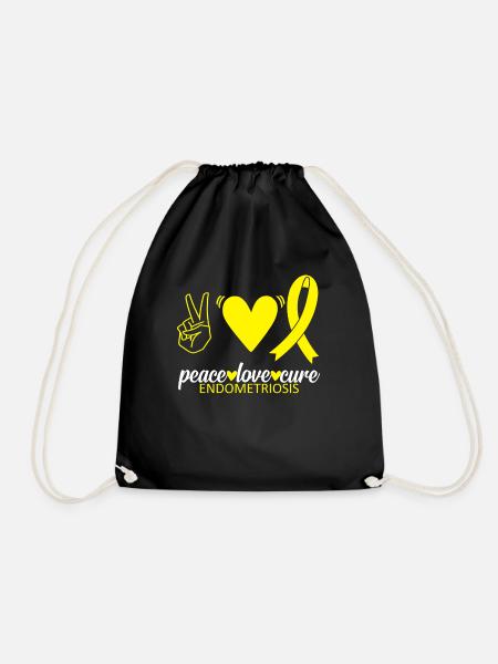 Endometriosis Awareness Peace Love Cure Survivor - Turnbeutel - Schwarz