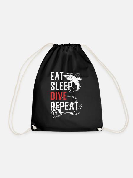EAT SLEEP DIVE REPEAT Apnoe Ozean Tauchen Taucher - Turnbeutel - Schwarz