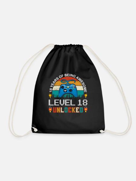 18.Geburtstag Retro Gamer Gifts Level 18 Complete - Turnbeutel - Schwarz