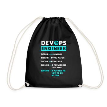DevOps Ingenieur Cloud Computing Stundensatz - Turnbeutel - Schwarz - Vorne