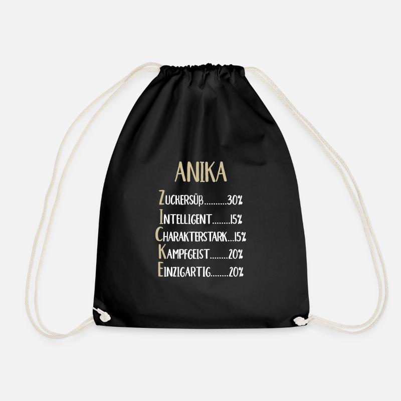 Anika Namenstag Vorname Anika Geschenk Name - Turnbeutel - Schwarz