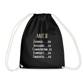 Antje Namenstag Vorname Antje Geschenk Name - Turnbeutel - Schwarz - Vorne