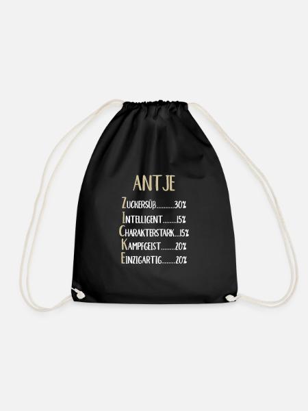 Antje Namenstag Vorname Antje Geschenk Name - Turnbeutel - Schwarz