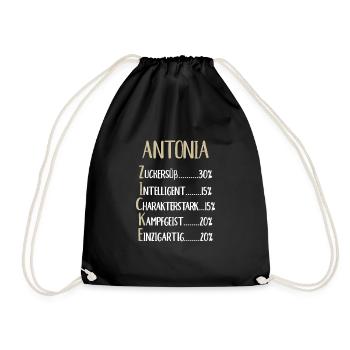 Antonia Namenstag Vorname Antonia Geschenk Name - Turnbeutel - Schwarz - Vorne