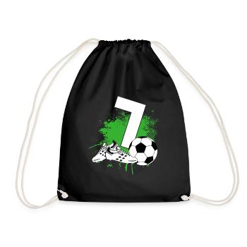 7. Geburtstag 7 Jahre Fußball Fußballspieler - Turnbeutel - Schwarz - Vorne