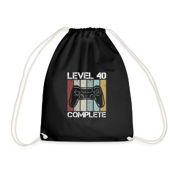 Level 40 complete - Drawstring Bag - black - Front