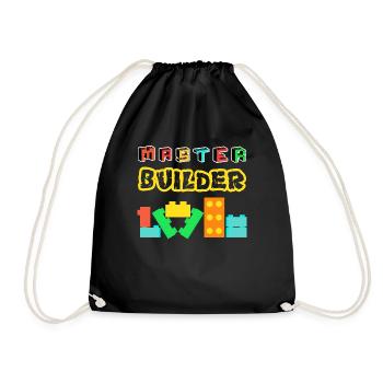Master Builder Building Bricks Blocks Pieces - Drawstring Bag - black - Front