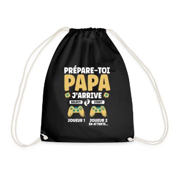 Futur Papa Gamer Cadeau Annonce Grossesse Père - Sac de sport léger - noir - Devant