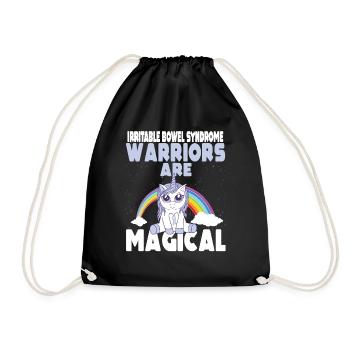 Irritable Syndrome Awareness Periwinkle Ribbon - Drawstring Bag - black - Front