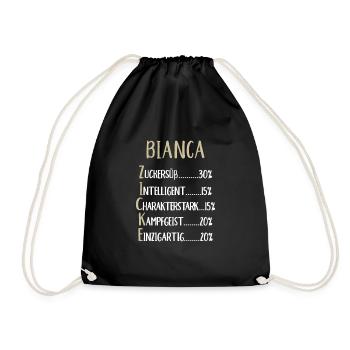 Bianca Namenstag Vorname Bianca Geschenk Name - Turnbeutel - Schwarz - Vorne