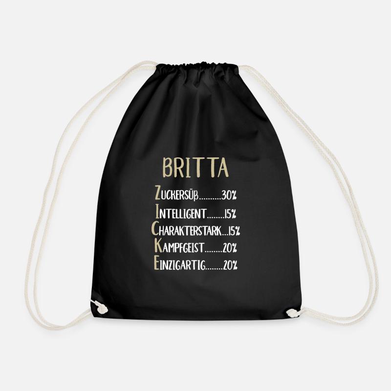 Britta Namenstag Vorname Britta Geschenk Name - Turnbeutel - Schwarz